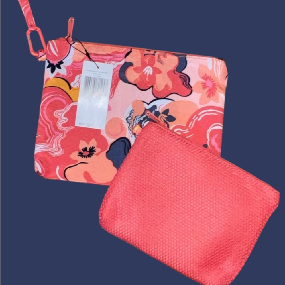 Vera Bradley Pink Floral Cosmetic Bag Duo